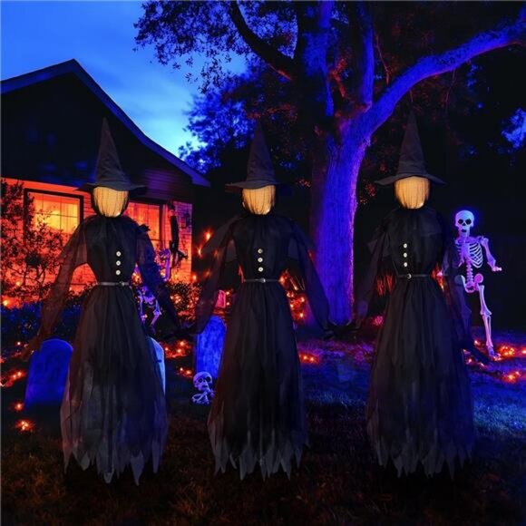 Halloween Decorations Outdoor, 4.9 FT Set of 3 Witches Holding Hands - Picture 7 of 8